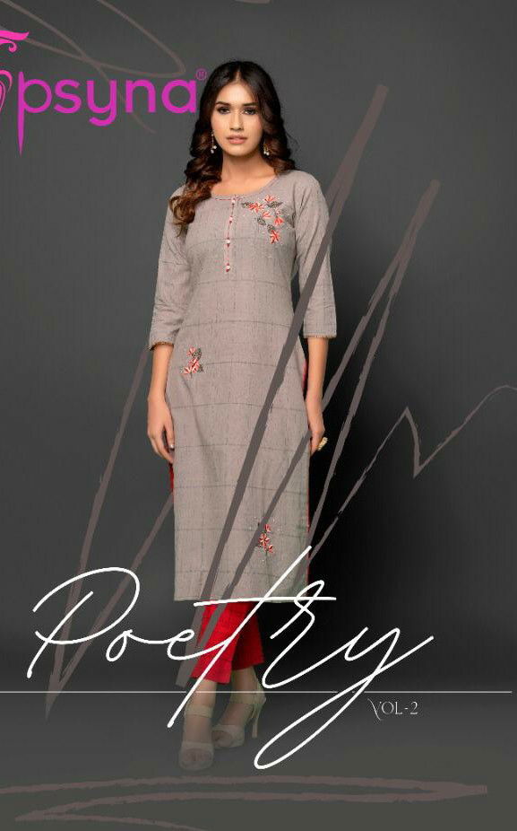 Poetry Vol 2 Psyna Cotton Designer Kurtis Catalog